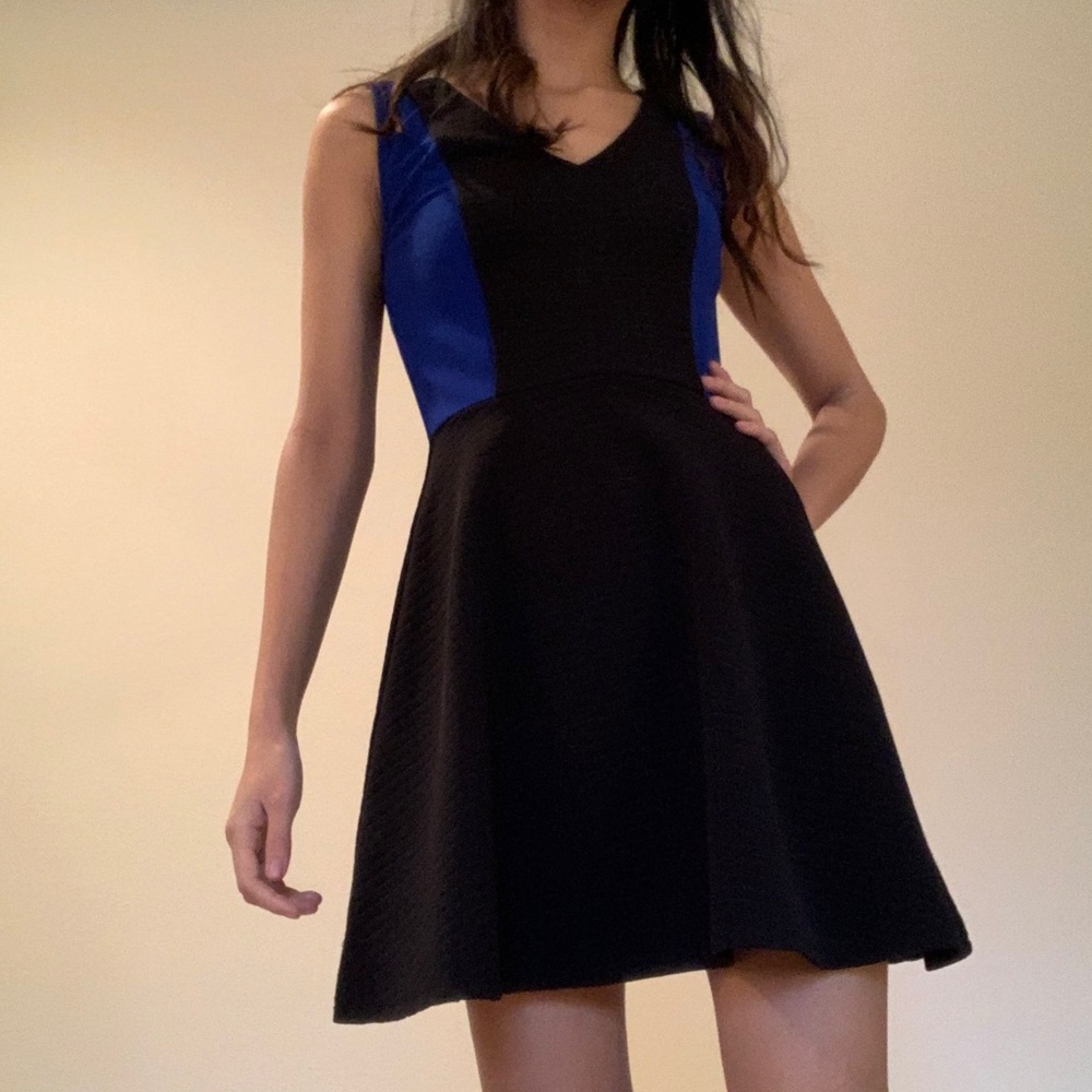 Professional black and blue dress